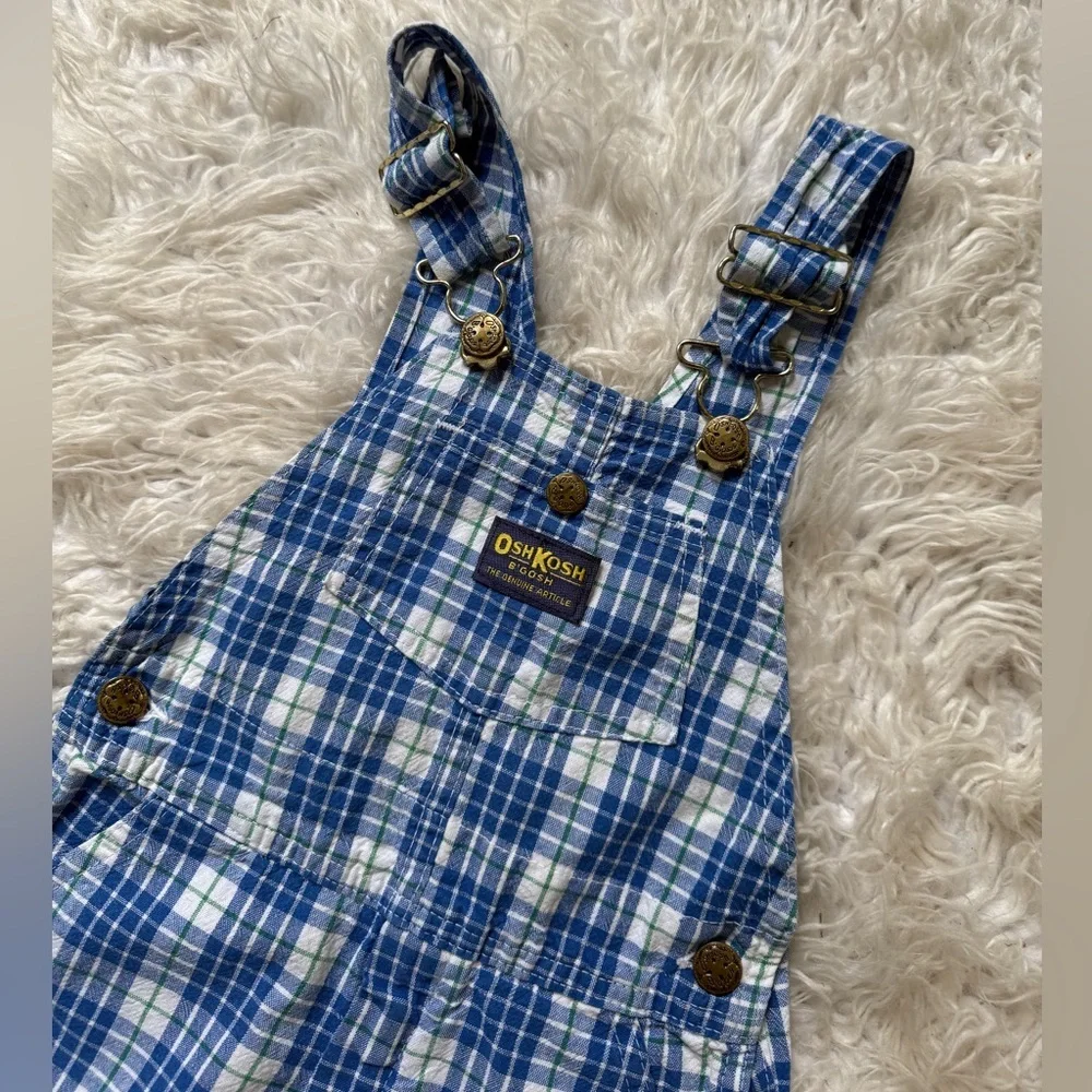 OshKosh B'gosh Blue Plaid Kids Overalls